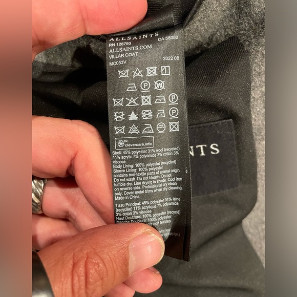 All Saints Villar Wool Top Coat. Size 40, Brand New with Tags!! - Picture 6 of 6